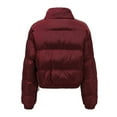 thumbnail image 5 of GrmtClth Winter Jackets for Women Thicken Thermal Zip Up Cropped Coat Trendy Cozy Soft Mock Neck Long Sleeve Bubble Coat Wine L, 5 of 7