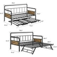 thumbnail image 3 of GarveeHome Daybed with Trundle, Twin Daybed with Pop Up Trundle Set, Metal Twin Bed Frame with Steel Slat Support, Sofa BedFrame for Kids/Teens/Adults, Easy Assembly, Black, 3 of 10