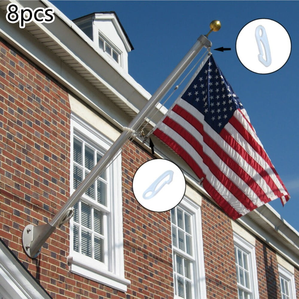 8Pcs Heavy Duty Plastic Small Flag Pole Snap Clips Hooks Buckles Accessory New 