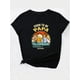 thumbnail image 2 of Father's Day Fun Beer & Milk Bottle Graphic Tee - Casual Fashion Round Neck Short Sleeve T-Shirt for Women, Breathable Polyester, Machine Washable, English Letters Print, Black, Leisure Style, Spring, 2 of 7