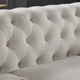 thumbnail image 6 of Chesterfield 3 Seater Button Tufted Sofa, Linen Fabric Upholstered Couch with Nailhead Arms Removable Cushions Rubber Wood Legs for Living Room Office Bedroom, 6 of 11