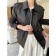 thumbnail image 4 of Chaqueta de cuero vintage auténtica para mujer, tendencia otoño invierno 2024, abrigo de moto de piel de cordero auténtica de alta gama, 4 of 5