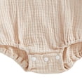 thumbnail image 7 of Hessimy Newborn Baby Girl Summer Outfit Bow Smocked Bubble Romper Doll Collar Plaid Bodysuit Fly Sleeve Jumpsuit Clothes(Beige, 7 of 7