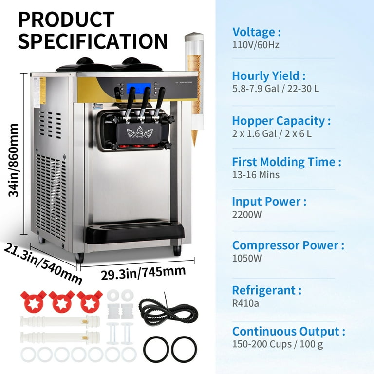 Free Shipping! VEVOR Commercial Ice Cream Maker, 22-30L/H Free Shipping! VEVOR Commercial Ice Cream Maker, 22-30L/H