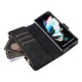 thumbnail image 6 of Dteck Case for Samsung Galaxy Z Fold3 5G,Heavy Duty Leather 15 Card Slots Wallet Zipper Pocket Case Shockproof PC Kickstand Cover with Wrist Strap,Black, 6 of 9