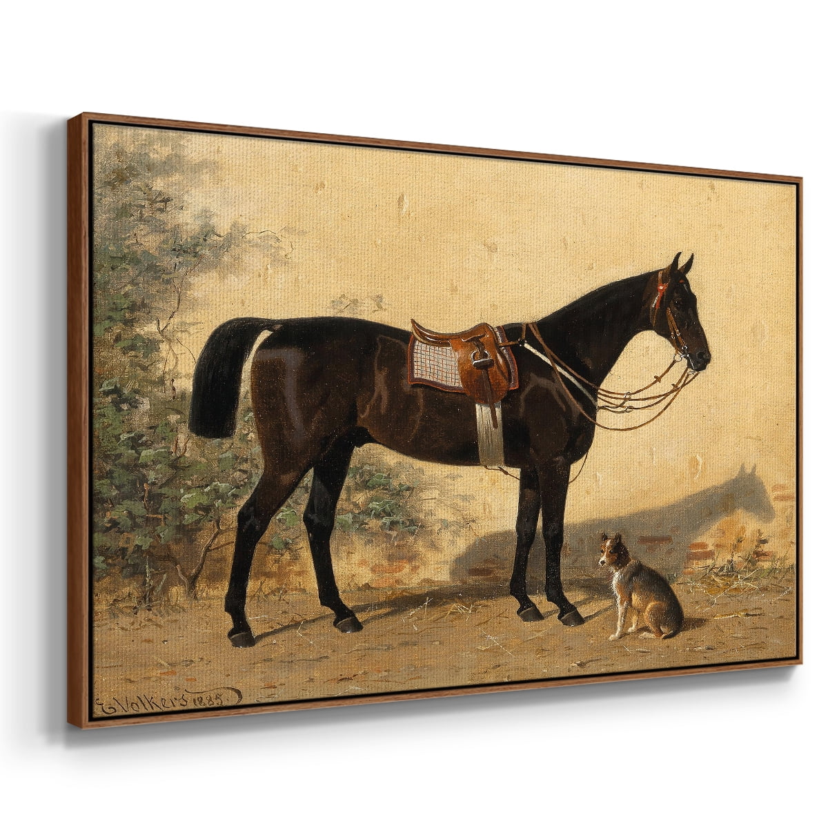 Vintage Animal Print-XLVI By Wexford Home Framed in Walnut Wood Gallery Wrapped Canvas 17 in. x 25 in.