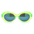 thumbnail image 2 of Womens Color Mirror Mod Thick Plastic Oval Round Designer Sunglasses Dark Green Teal Mirror, 2 of 4