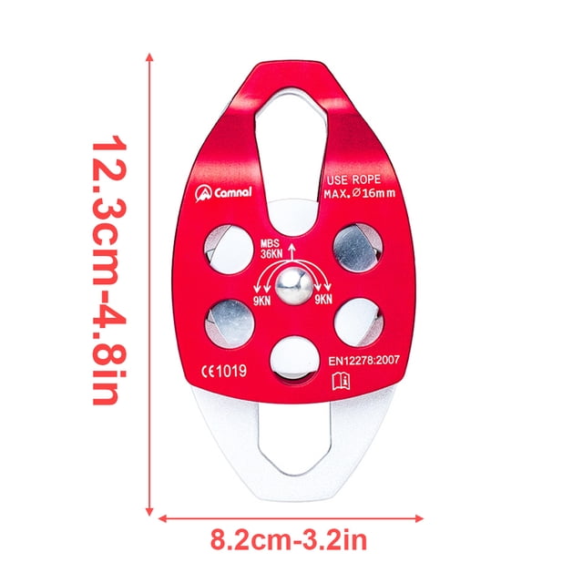 Portable Rope Pulley Smooth Rigging Climbing Accessory Locking Accessories Protective Quickdraw Rescue Remedy for Mountaineering Red