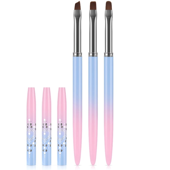 ACDANC 3 Pcs Nail Art Clean Up Brushes, Flat Oval Fine Angled Gel Nail Brushes for DIY Painting and Cuticle Polish Cleanup