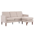 thumbnail image 4 of Modular Sectional Sofa with Fabric Armrest, Sectional Couch Set, Modern L-Shaped Upholstered Sofa with Moveable Stool, Beige, 4 of 7