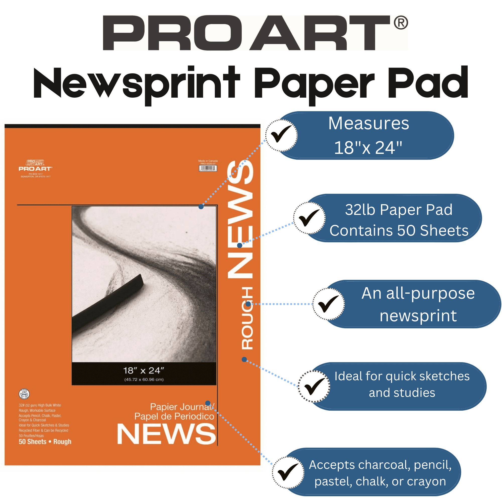 Newsprint Pad Rough 50 Sheet 18x24 – Posner's Art Store