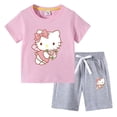 thumbnail image 5 of Conjunto de camiseta de manga corta para niños de Hello Kitty, ropa de algodón para bebés, pantalones cortos de media manga para niños y niñas, traje de dos piezas, 5 of 5