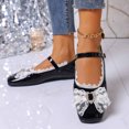 thumbnail image 7 of Women's Fashion Mary Jane Flats Square Toe with Bow Detail and Adjustable Buckle Strap Comfortable Casual Ballet Shoes Black 5.5, 7 of 7