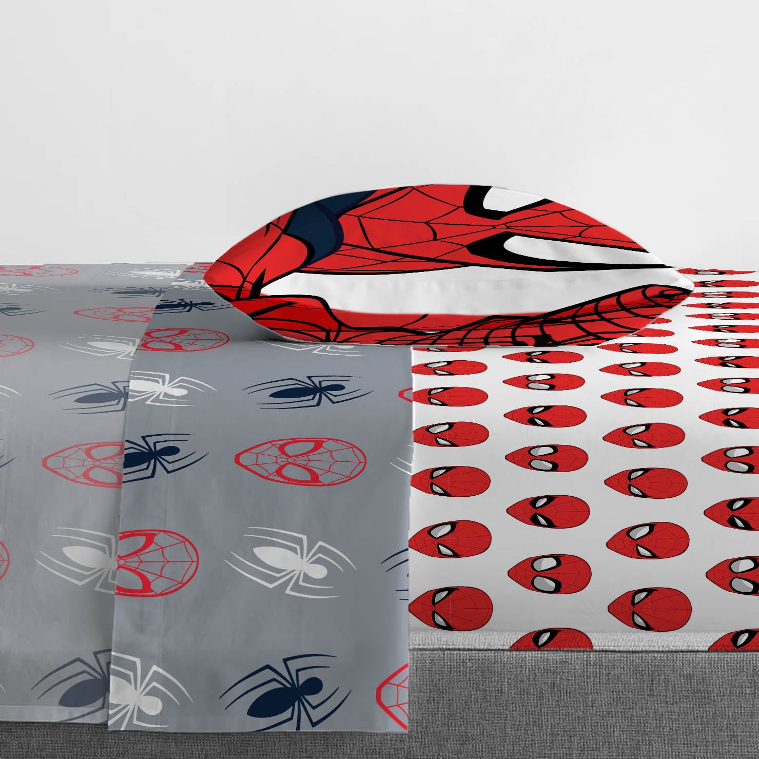 Spider-Man Stripes 5 Piece Twin Bed-in-a-Bag, 100% Microfiber, Blue