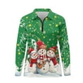 thumbnail image 4 of Yuyamidu Snowman Golf Shirts for Women Collared Tennis Shirt Green Christmas Long Sleeve Golf Top Outfits with 1/4 Zipper, Size S, 4 of 8