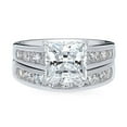 thumbnail image 2 of BERRICLE Sterling Silver Solitaire Wedding Engagement Rings 3 Carat Princess Cut Cubic Zirconia CZ Ring Set for Women, Rhodium Plated Size 10, 2 of 17