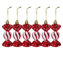 Generic 6Pc Christmas Glitter Hanging Candy Ornaments,Colorful Xmas Candy Cane Peppermint Tree Decorations,Shatterproof X'Mas Candies with Ropes for Christmas Tree Home Party Holiday Supplies