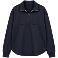 thumbnail image 3 of cocolona Tunic Sweatshirts for Women Long Sleeve Lapel Half Zip Pullover Tops Casual Loose Curved Hem Workout Sweatshirts, 3 of 7