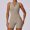 Beige, variant on HPINK-T Sleeveless Workout Jumpsuit for Women Zip Up Romper Shorts V Back Scrunch Sexy One Piece