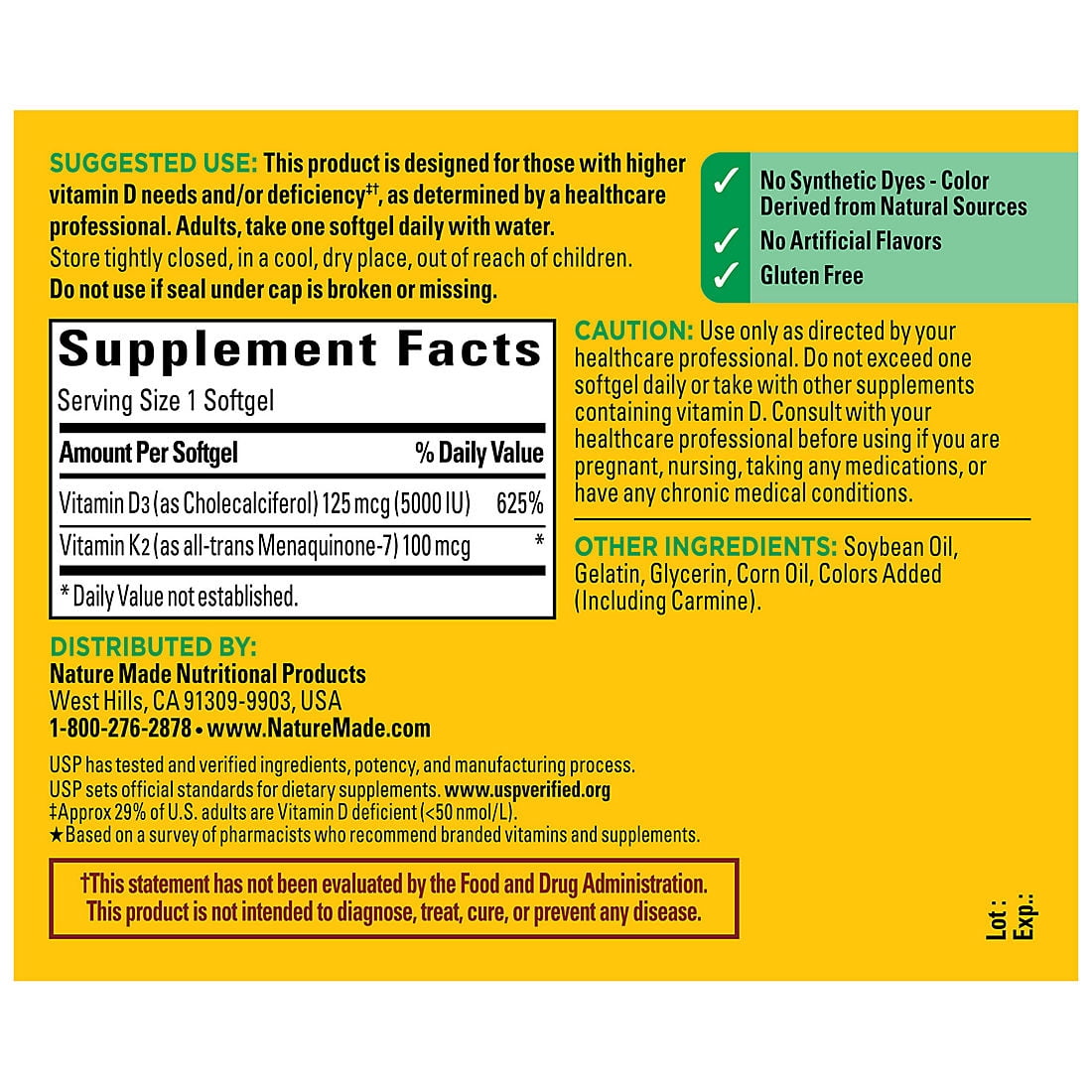 Nature Made Vitamin D3 + K2 Softgels, 90 ct.