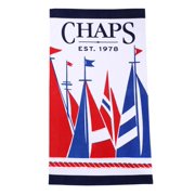 CHAPS Beach Towels Oversized Extra Large Cotton Velour Plush Premium Thick Soft Absorbent Skin Friendly - Chatham Logo Red - Size 35" x 66"