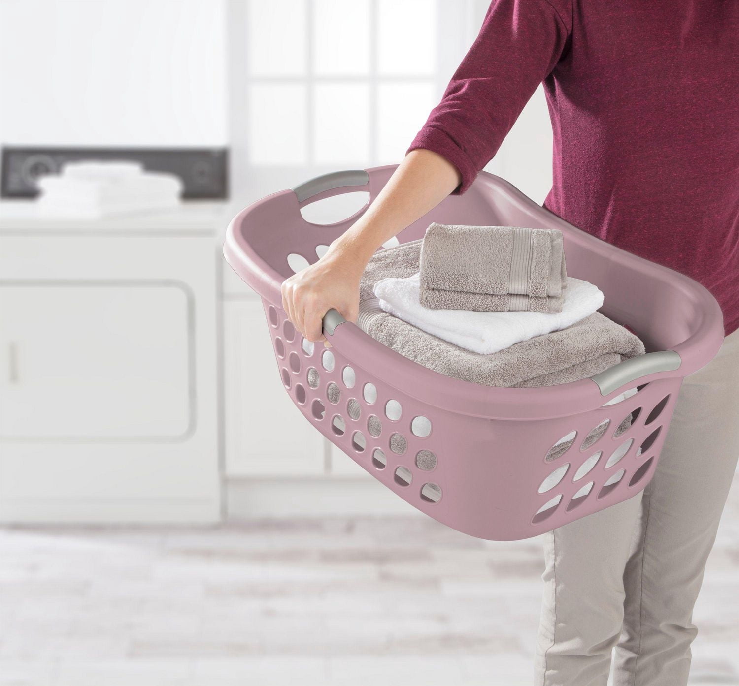 Sterilite Panier à Linge Ergonomique 44 Litres - Rose