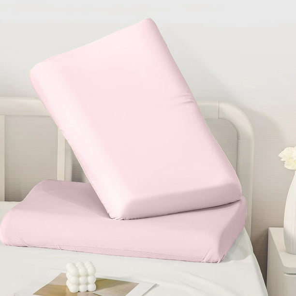 2 Conjuntos de Fundas de Almohada Desechables Cubierta de Almohada para Viaje Doble Higiene Hotel Tren Litera - Rosa