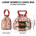 thumbnail image 5 of Beige Christmas Santa Pattern Drawstring Lunch Bag Women - Drawstring Lunch Bag Insulated for Work Office - Stain-Resistant Large Lunchbags for Women with Multi-Pockets, 5 of 6