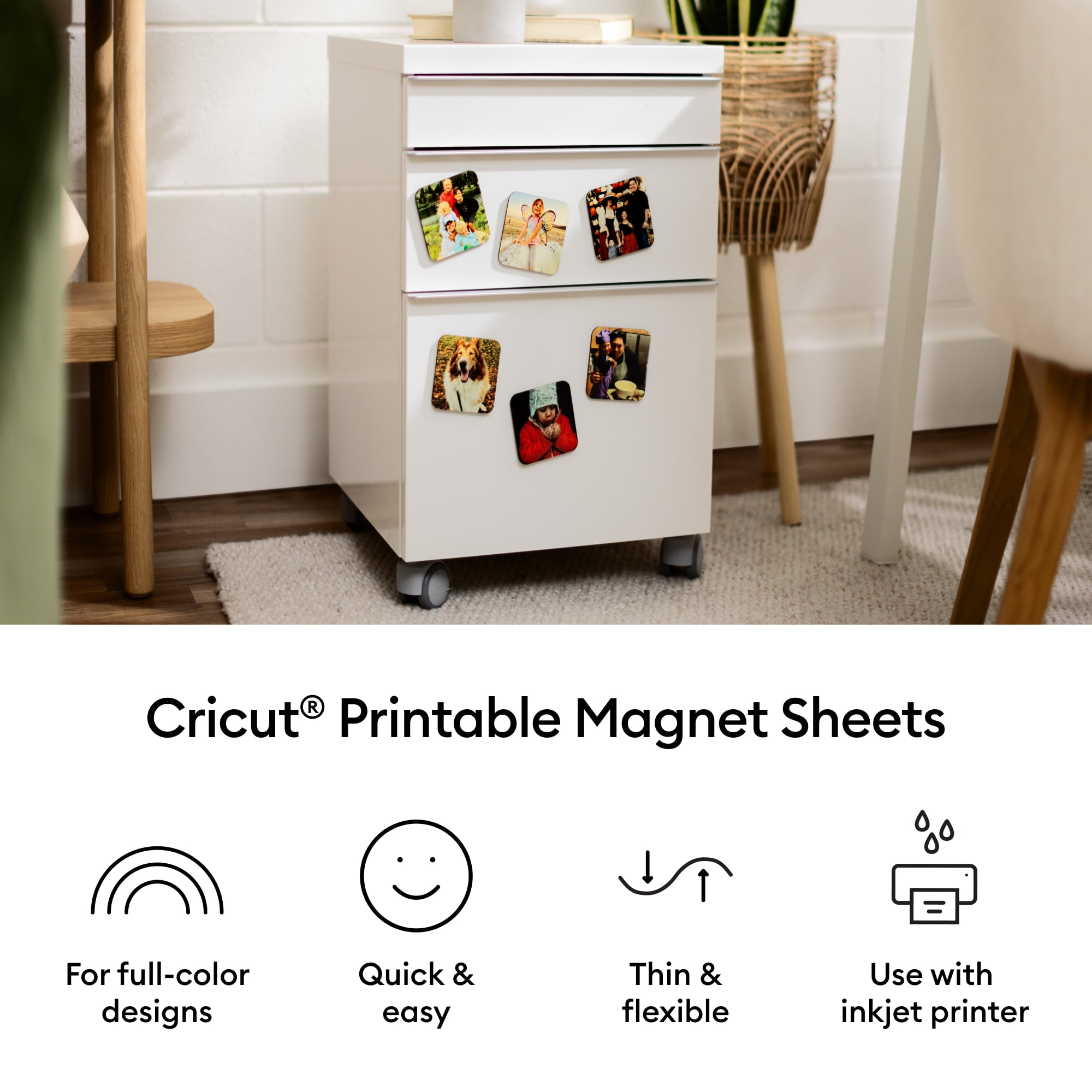 Cricut Printable Magnet Paper, (6), 8.5" x 11",White
