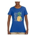 thumbnail image 2 of Pineapple Stand Tall Wear Crown And Stay Sweet Inside Arty Inspirational Pop Culture Womens Graphic T-Shirt, Royal, Small, 2 of 3