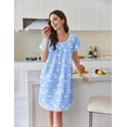 thumbnail image 2 of EKOUAER Cotton Nightgowns for Women Lace Trim Sleep Shirts Short Sleeve Night Shirts Sleep Dress with Pockets, 2 of 6