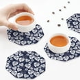 thumbnail image 3 of KLL Drink Coasters Set Octagon of 4,PU Leather Absorbent Coasters Set Decorative Coffee Cup Coasters Housewarming Gift for Home Decor-White Leaves, 3 of 5