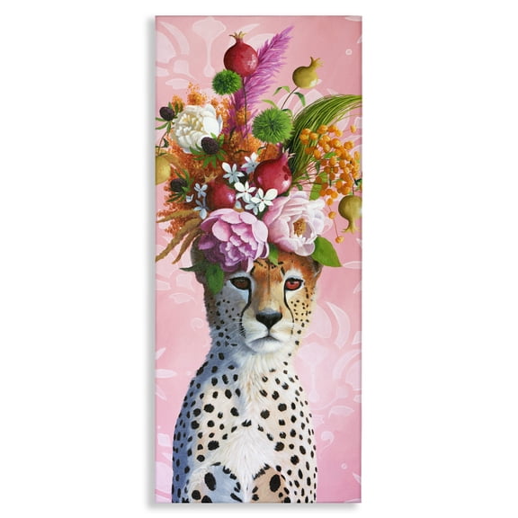 Serious Cheetah & Florals Canvas Wall Art, design by Heather Gauthier