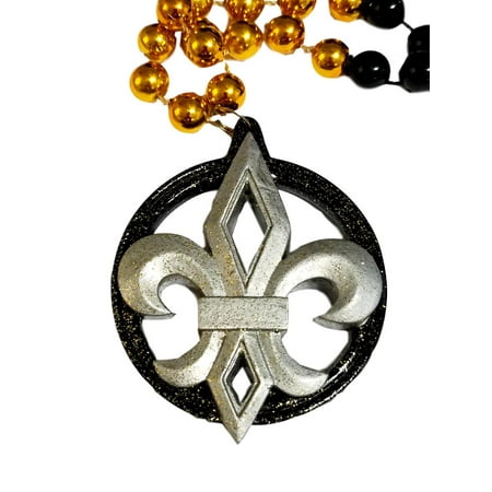 Silver Black Gold Fleur De Lis Mardi Gras Beads Party Favor