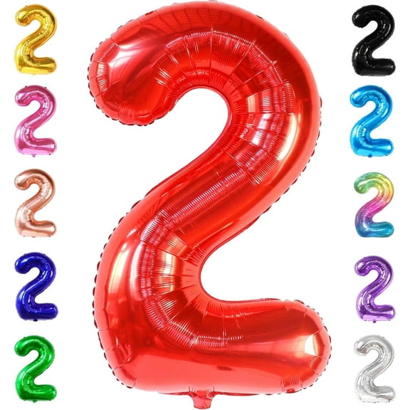 KatchOn, Giant, Red Number 2 Balloon - 40 Inch | 2nd Birthday Balloons for Two Fast Birthday Decorations | Red 2 Balloon Number, 2nd Birthday Decorations for Boys | Plim Plim Birthday Party Supplies