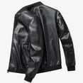 thumbnail image 4 of uikmnh Men's Jackets Mens Straight Hem Baseball Collar Leather Jacket Coat Size:2XL, 4 of 7