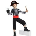 thumbnail image 2 of Boys Pirate Costume, Sea Buccaneer Top Shorts Belt Accessories Set for Kids Halloween 3-4 Years, 2 of 7