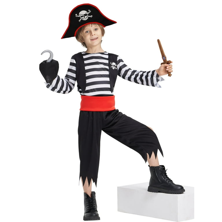 IKALI Boys Pirate Costume, Toddler Halloween Dress Up Set, 3-4