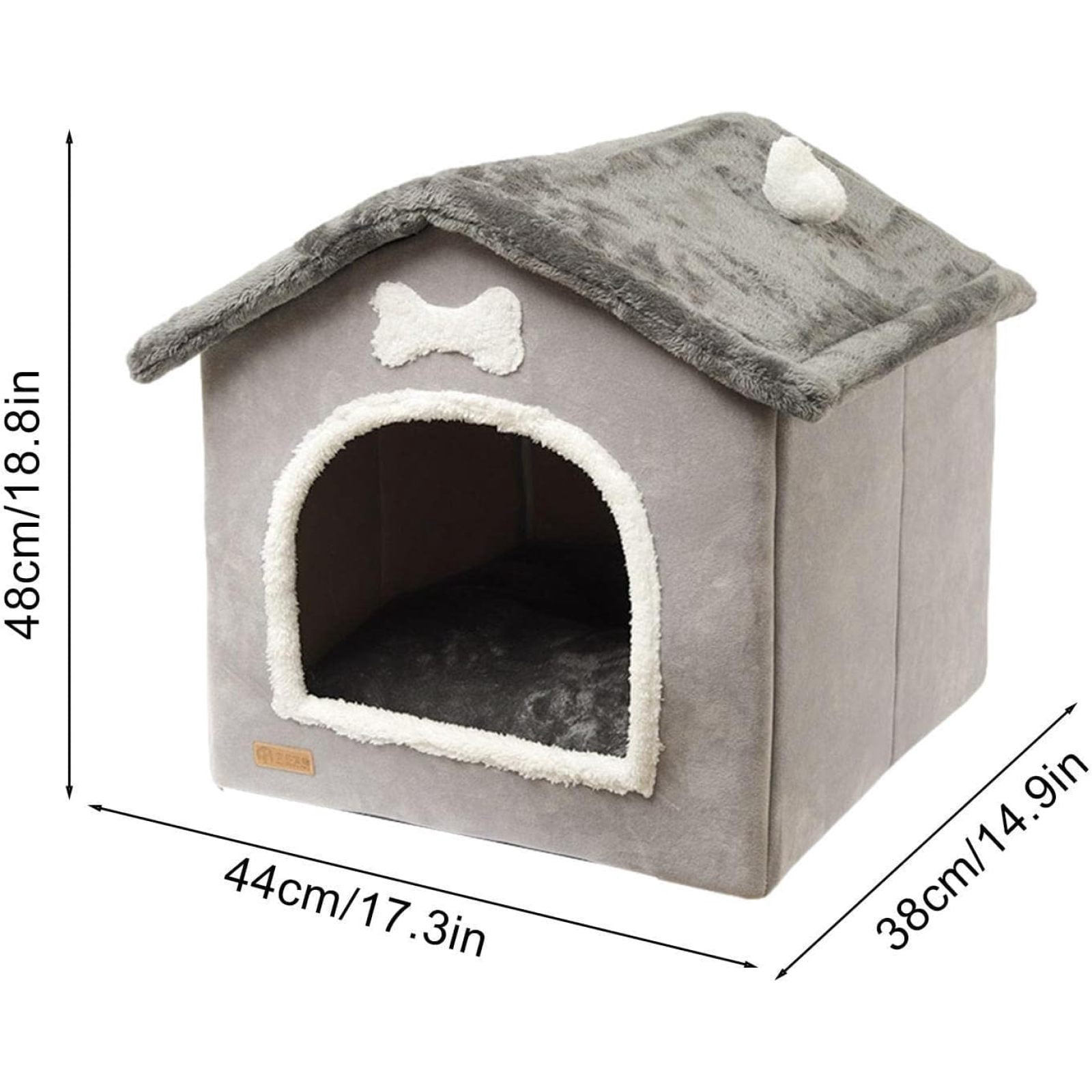 SQDWYGUO Foldable Dog House Kennel Bed | Enclosed Warm Plush Sleeping Nest Bed with Removable Cushion | Plush Pet House Dog Cat Kennel with Removable Cushion Suitable for Small and Medium-Sized Dogs