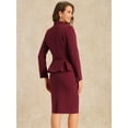 thumbnail image 3 of DARING DIVA Women's Peplum Blazer Pencil Skirt 2 Pcs Suit Set S Wine Red, 3 of 6
