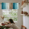 thumbnail image 6 of Teal Brown Ombre Kitchen Valances for Windows 60x18 Inch Kitchen Curtains Valances Rod Pocket Vintage Country Wooden Bathroom Window Valances for Window Treatment Decor, 6 of 6