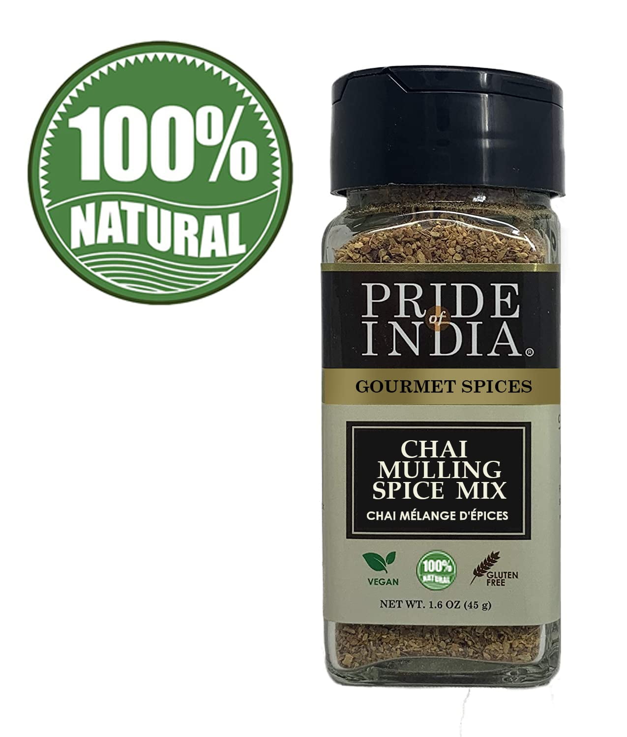 Pride of India - PACK of 6 - Chai Masala Mulling Spice Mix – Gourmet Spice Mix for Teas & Coffee – Caffeine Free – Authentic Mulling Spice Blend – 1.6 oz. Small Dual Sifter Bottle