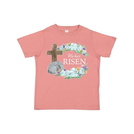 

Inktastic Easter He Has Risen with Cross and Flowers Gift Toddler Boy or Toddler Girl T-Shirt