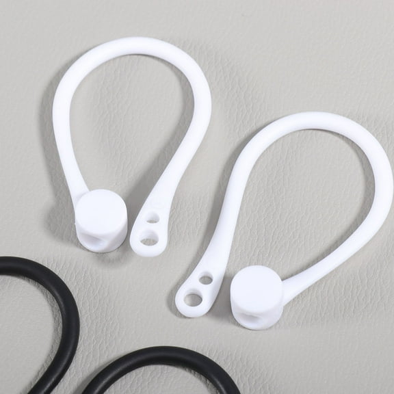 LEORX 2 Pairs Silicone Ear Hooks for Earphones Comfortable Earbud Covers Compatible with AirPods for Running Jogging Cycling (White/Black)