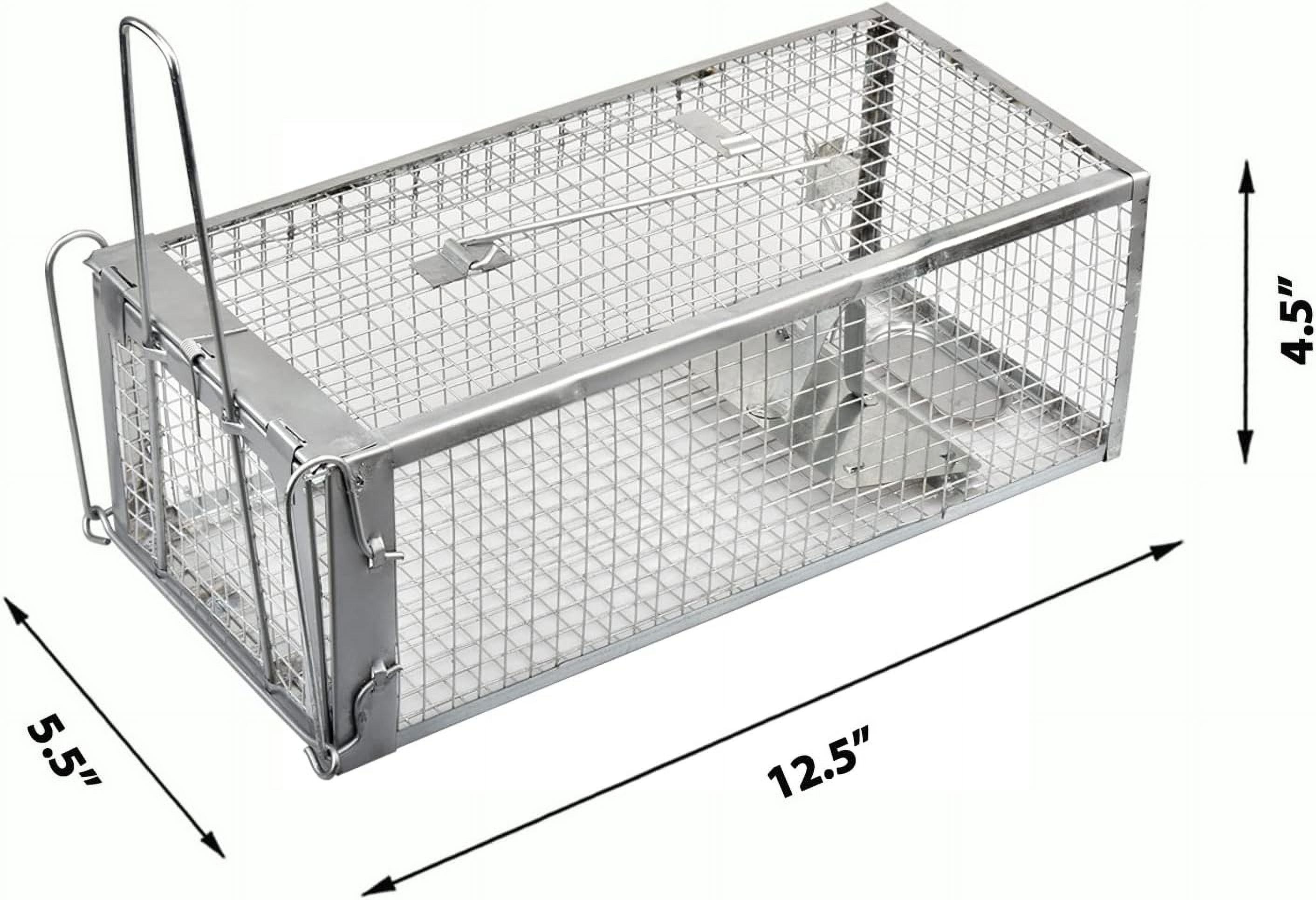 2-Pack Rat Traps Humane Live Mouse Vole Chipmunk Trap Cage for Indoors and Outdoors (Black)