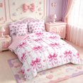thumbnail image 2 of Manfei Cute Bow Loves 7pcs Queen Bedding,Pink Dreamy Bowknot Bedding Comforter Set Queen,Pink Reversible, 2 of 7