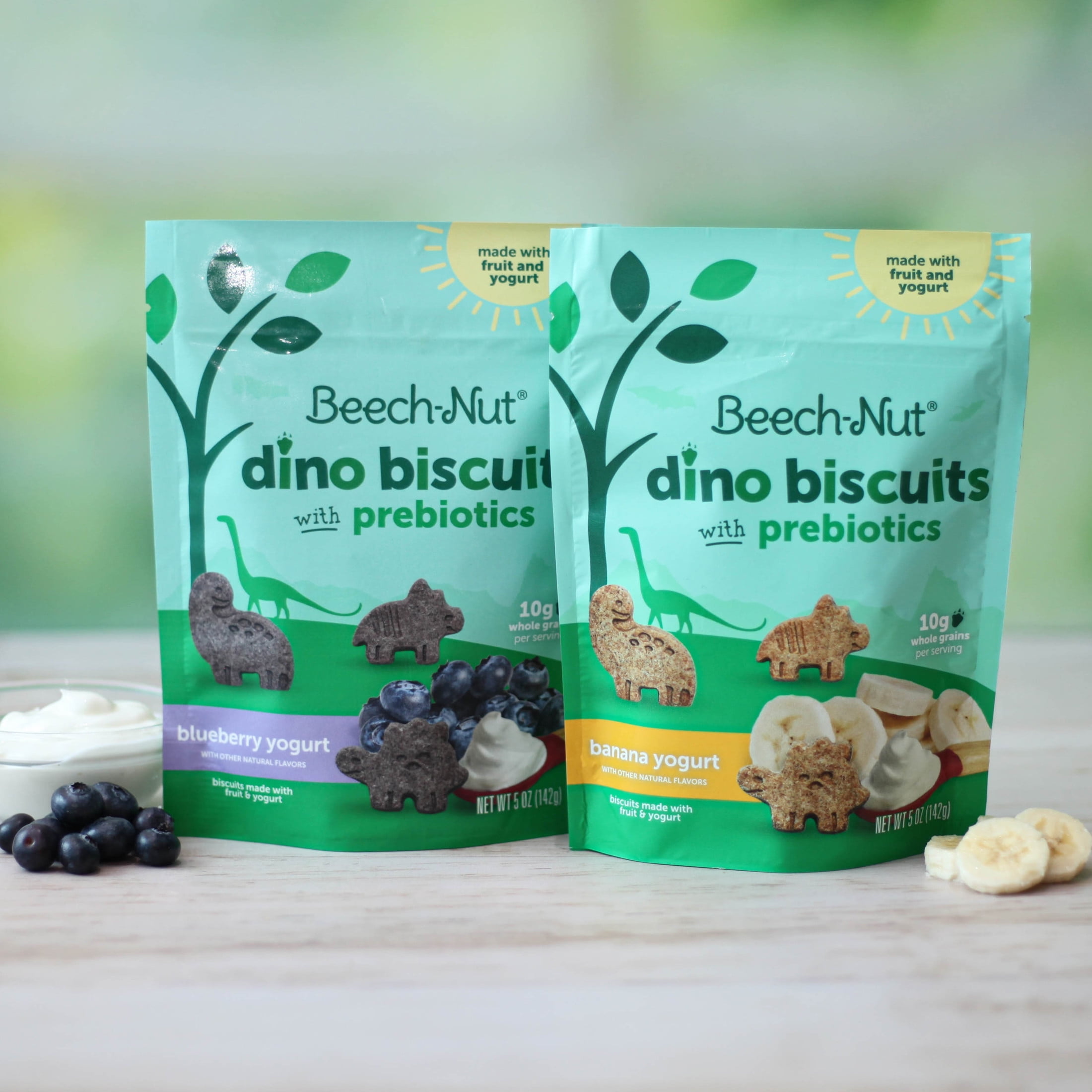 Beech-Nut Dino Biscuits with Prebiotics Blueberry Yogurt Baked Toddler Snack, 5 oz Bag