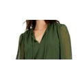 thumbnail image 2 of INC International Concepts Women's Clip Dot Tie Neck Blouse Green Size XX-Large, 2 of 3