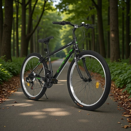 24 Inch Carbon Steel Mountain Bike for Adults and Teens, 21-Speed with Dual V-Brakes, Easy Assembly for All-Terrain and Family Riding