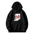 thumbnail image 1 of Men's Long Sleeve Hoodie Pullover Sweatshirt with Pockets - Indiana Outline Design ' STR - DA LIFE ' in Red Relaxed Fit, 1 of 7
